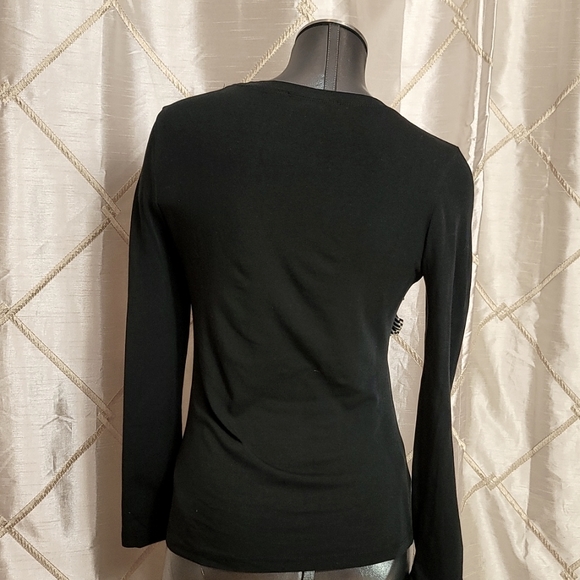 Moschino long sleeve cotton t-shirt with crystal logo and cotton accents size 6 - Picture 6 of 9